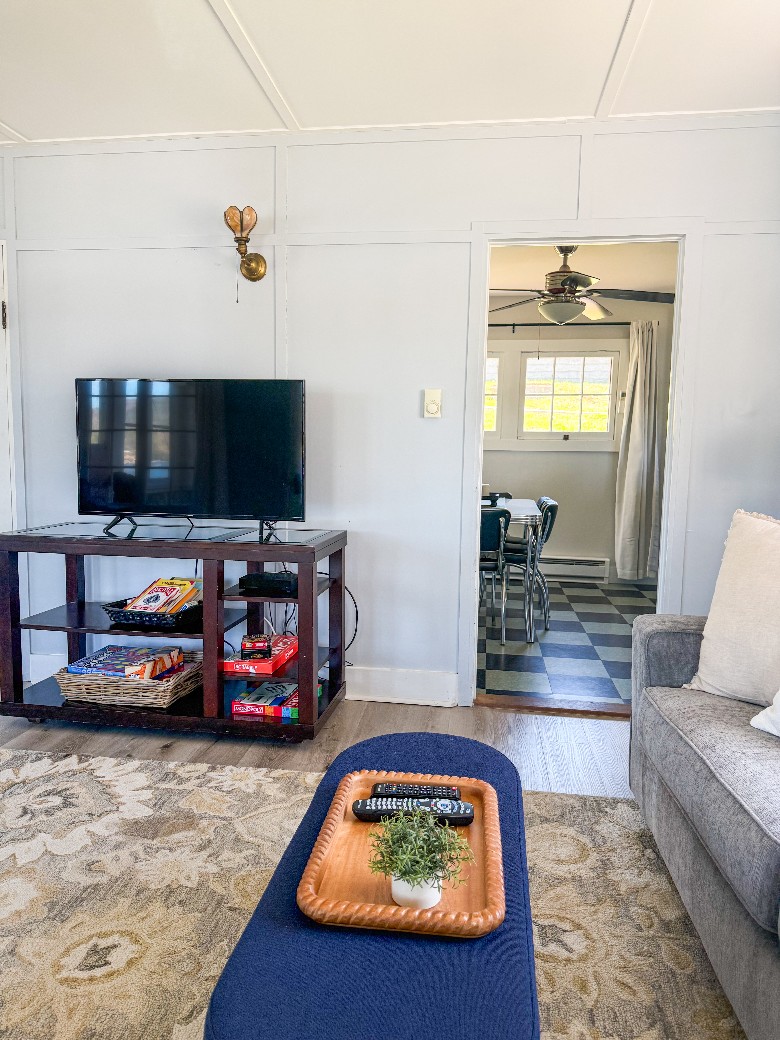Main level living room with pullout sofa
