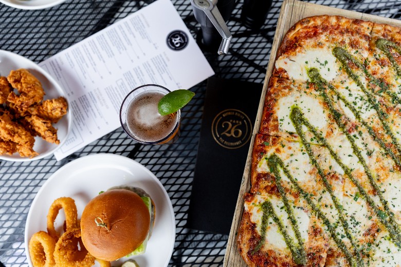 Burger, Appetizers and Flatbread on the Park Patio