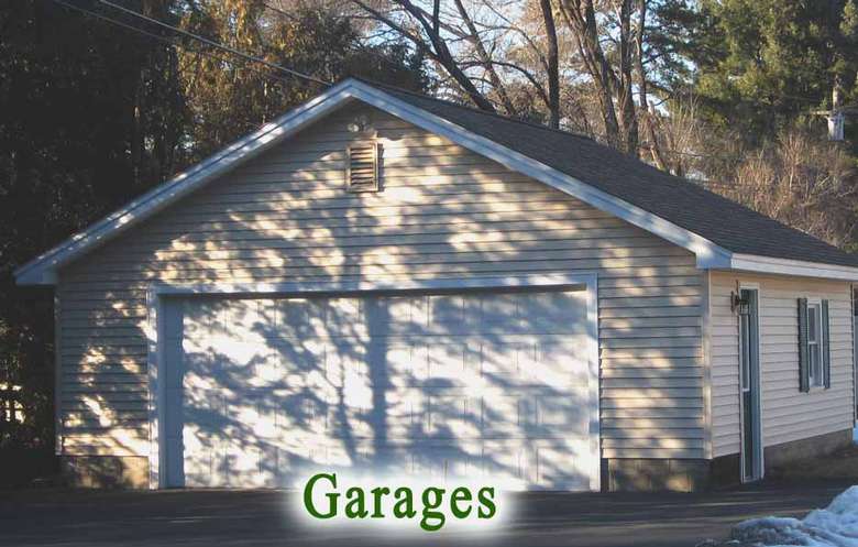 close up view of a garage with two doors
