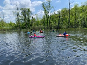 people in kayaks