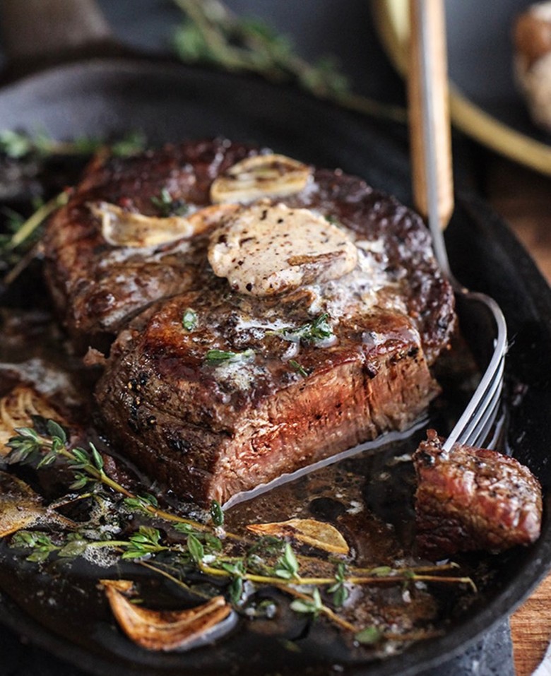 nicely cooked steak