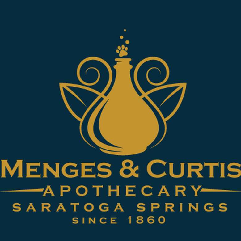 the logo for menges and curtis apothecary