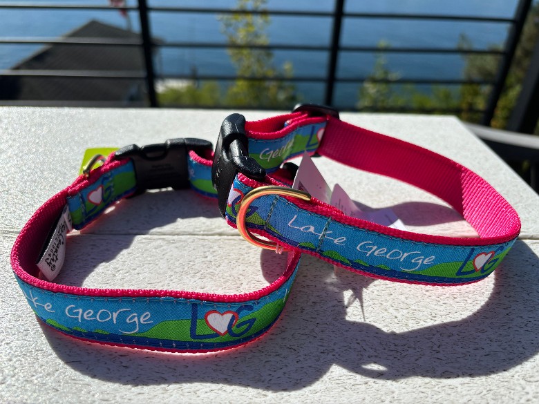 Lake George ribbon sewed onto a dog collar