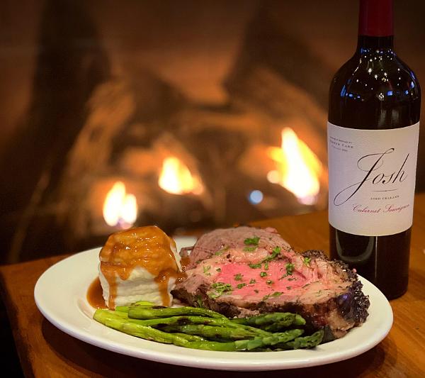 Prime Rib with a bottle of Josh Cab