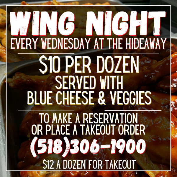 Enjoy $10 a dozen wings every Wednesday
