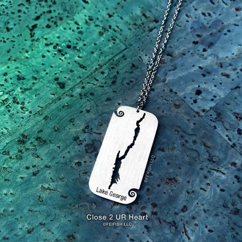 Lake George Rectangular Stainless Steel Necklace