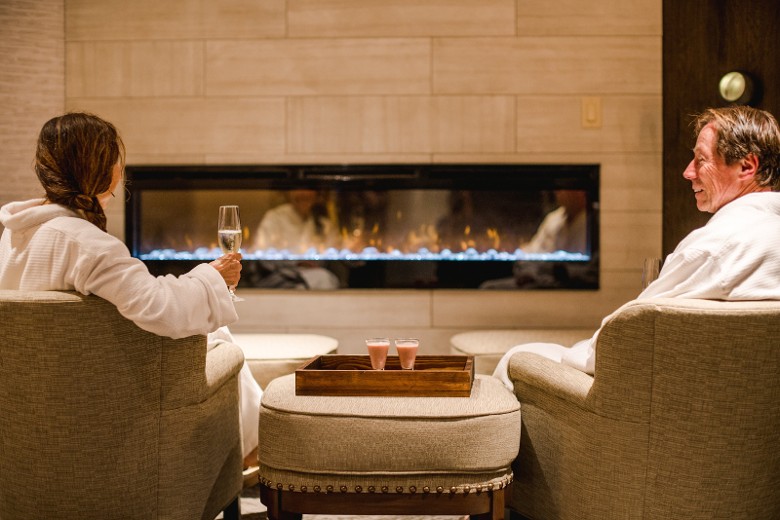 Relaxation lounge at Ampersand Spa inside Hotel Saranac in Saranac Lake NY