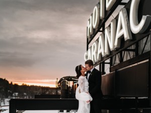 Winter Roof Top wedding photo - Hotel Saranac