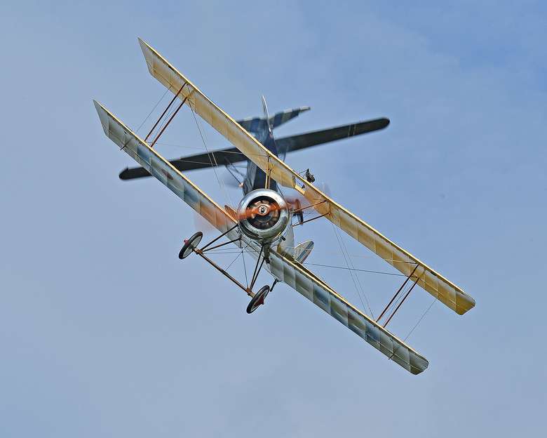 two airplanes in an airshow
