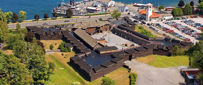 aerial view of fort william henry museum