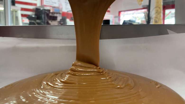 fudge being poured