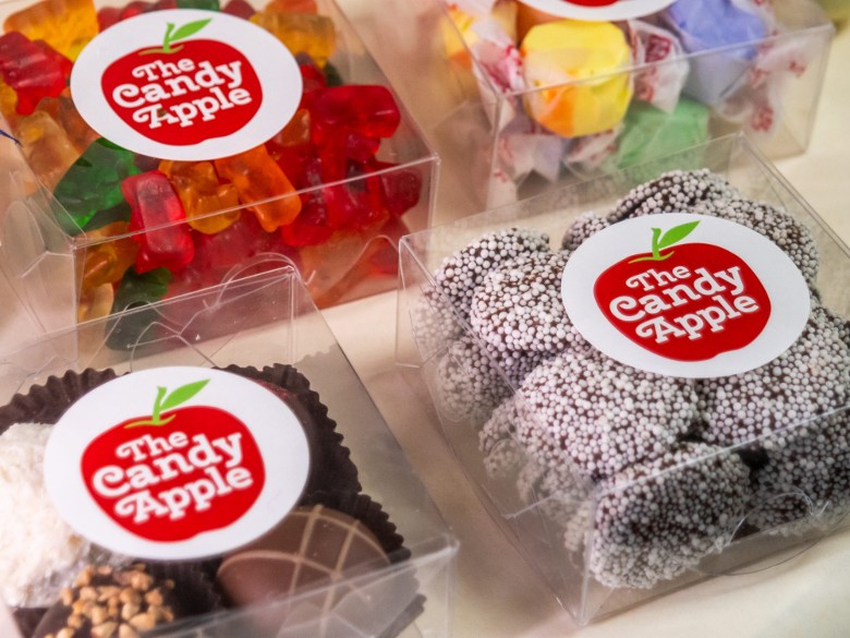 candies in Candy Apple branded boxes