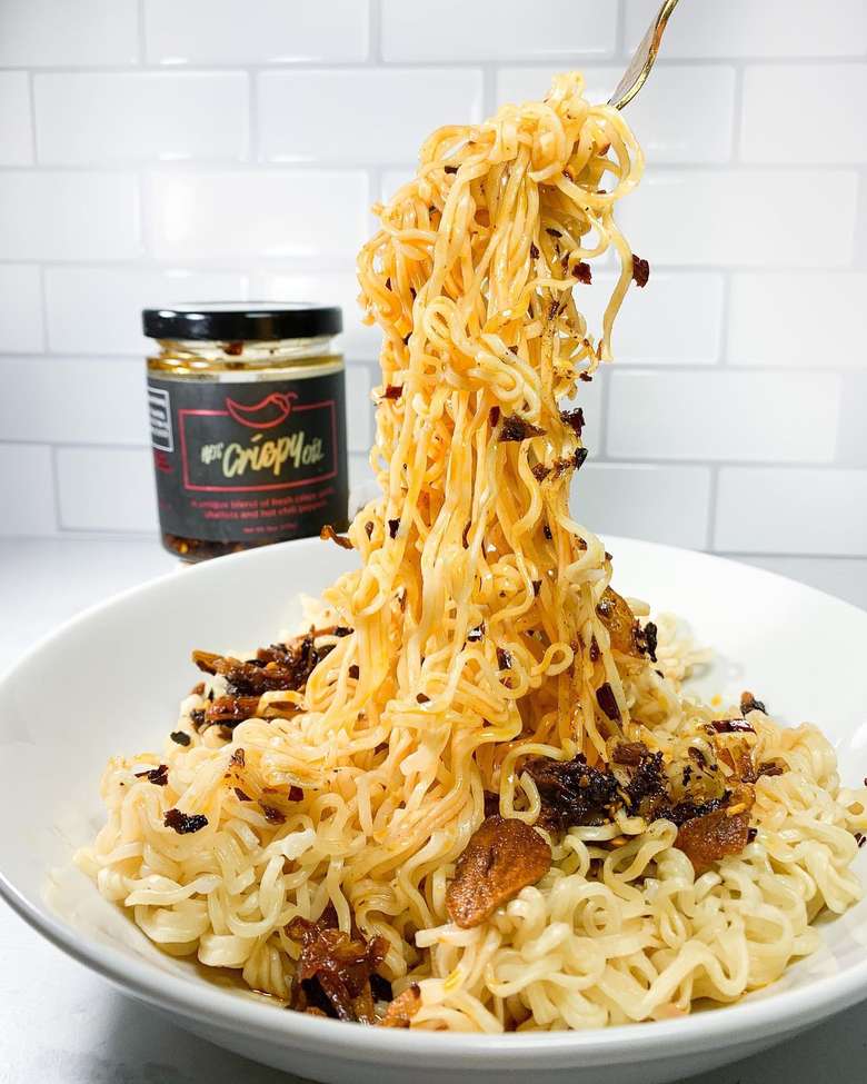 Hot Crispy Oil with pasta