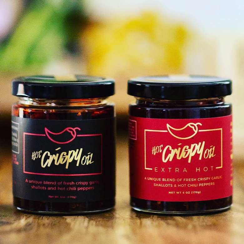 two jars of hot crispy oil
