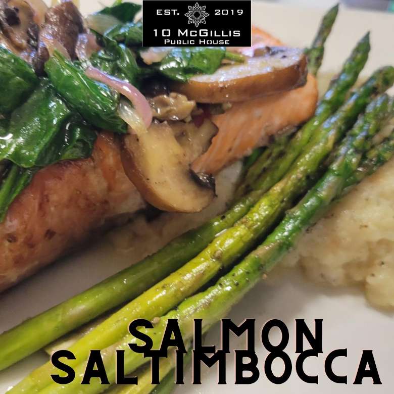 Salmon saltimbocca