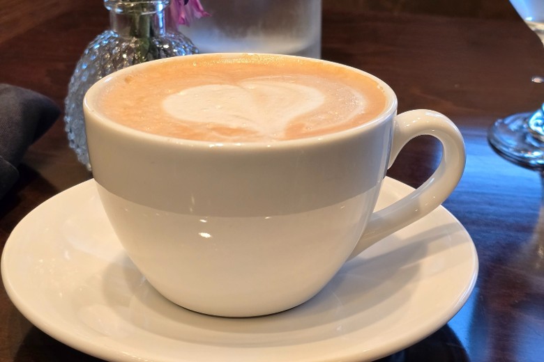 Latte at Campfire, Hotel Saranac's restaurant in Saranac Lake NY