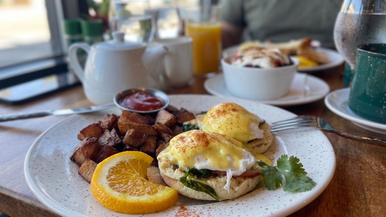 Breakfast dish at Campfire restaurant inside Hotel Saranac in Saranac Lake NY
