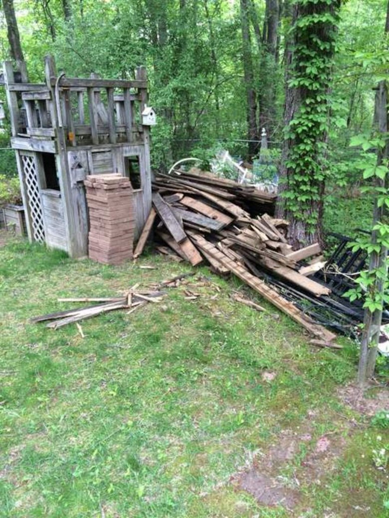 scraps of wood in yard
