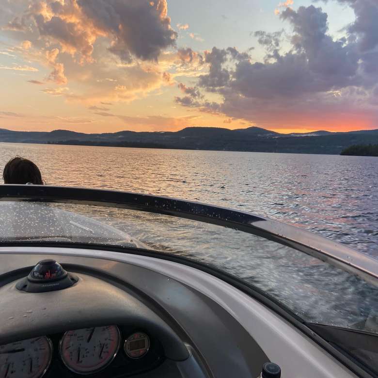 sunset on boat