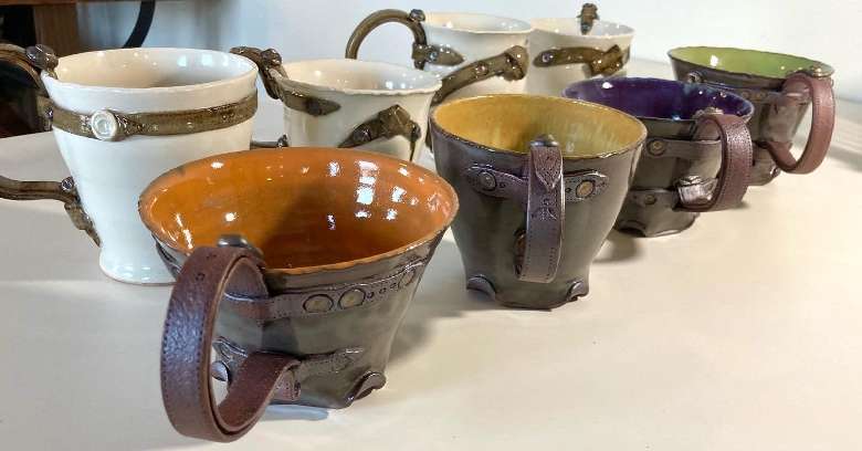 Mugs, Vases, Bowls by local potter, Rhea Costello