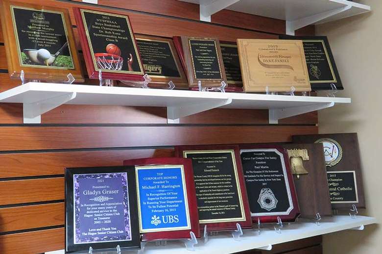 award plaques on display