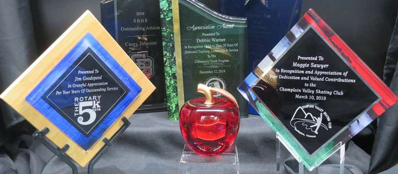 awards and plaques on display