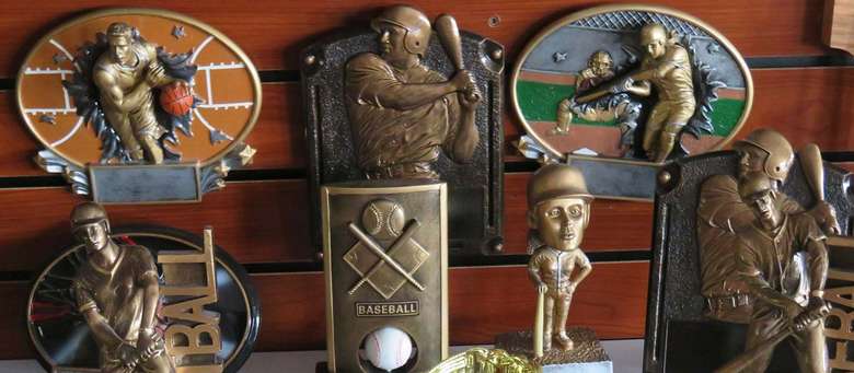 sports themed trophies