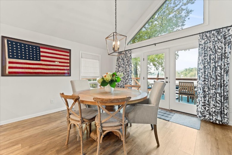 Dining area with lake views.