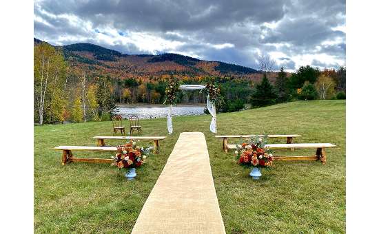 area set up for wedding in the fall