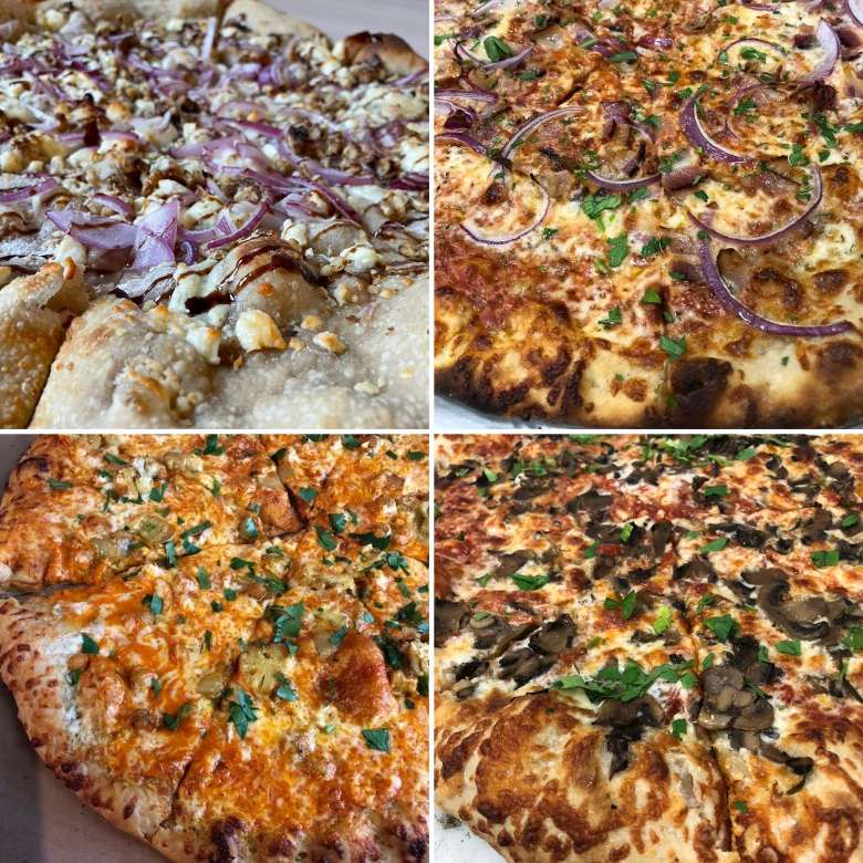 collage of four pizzas