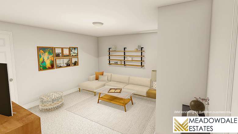 artist rendering of living room
