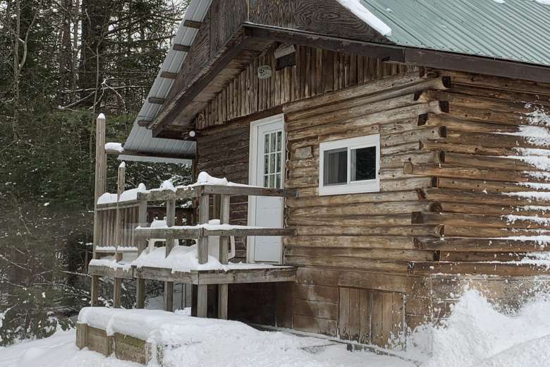 snowy cabin in the adirondacks