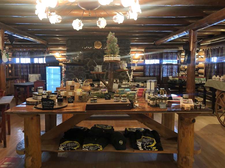 products on display in a rustic retail space