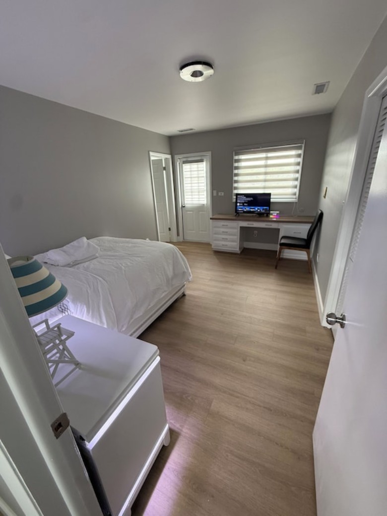 Bedroom 4 of 5 - new furniture, new TV, walk in closet, direct access to outdoor balcony