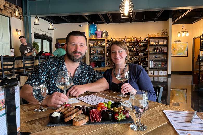 A couple enjoying themselves at our new Queensbury Tasting Room