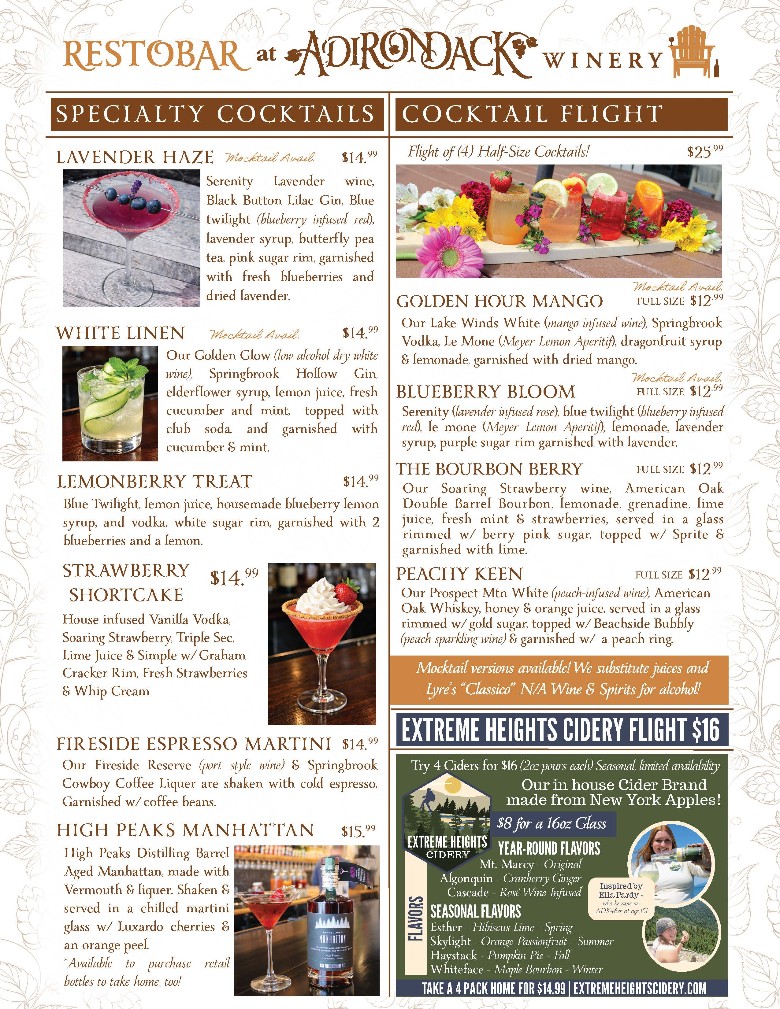 Spring Cocktail Menu