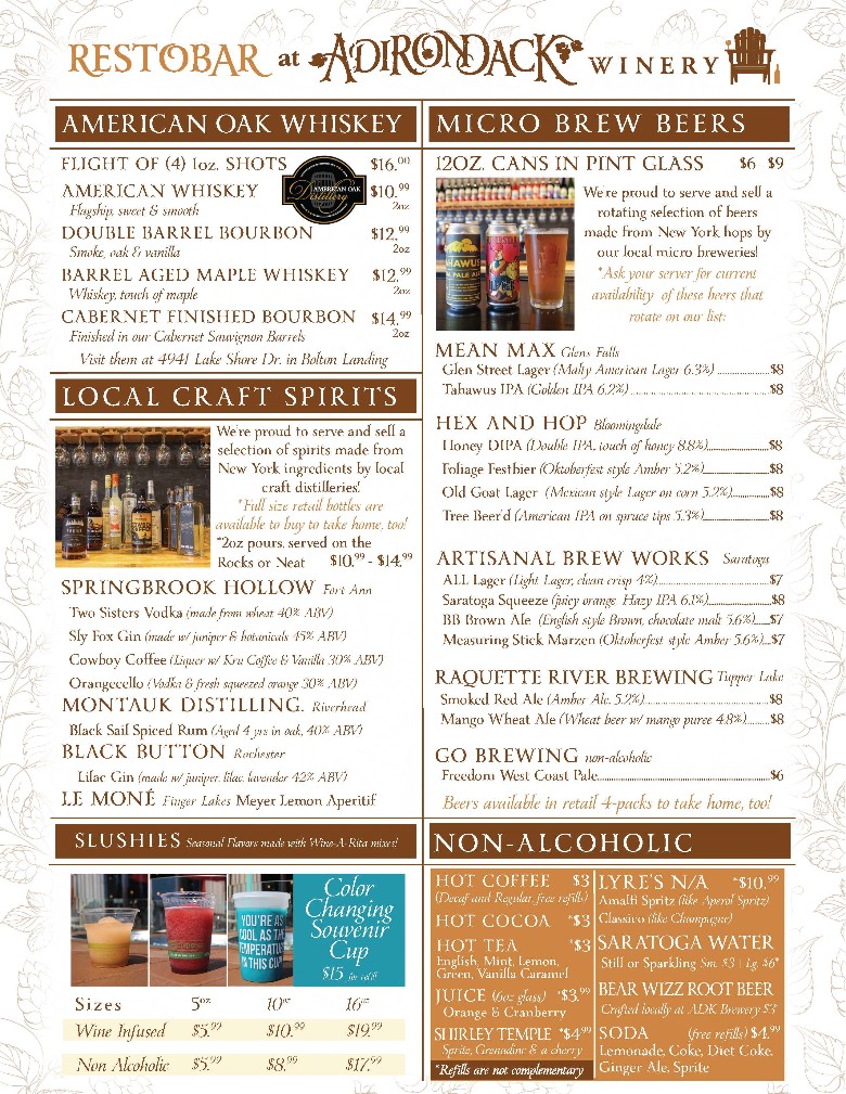Spring Local Beer & Spirits Menu