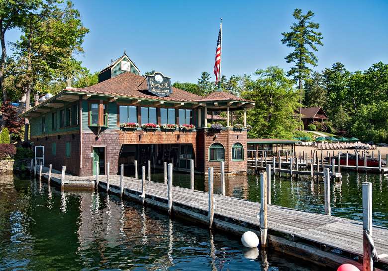 exterior of a boathouse restaurant