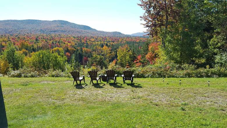 fall scene with Adirondack chairs