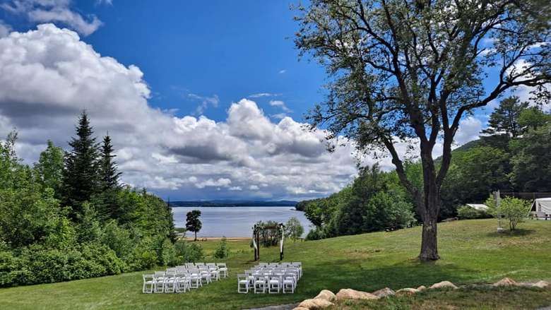 chairs set up for outdoor wedding