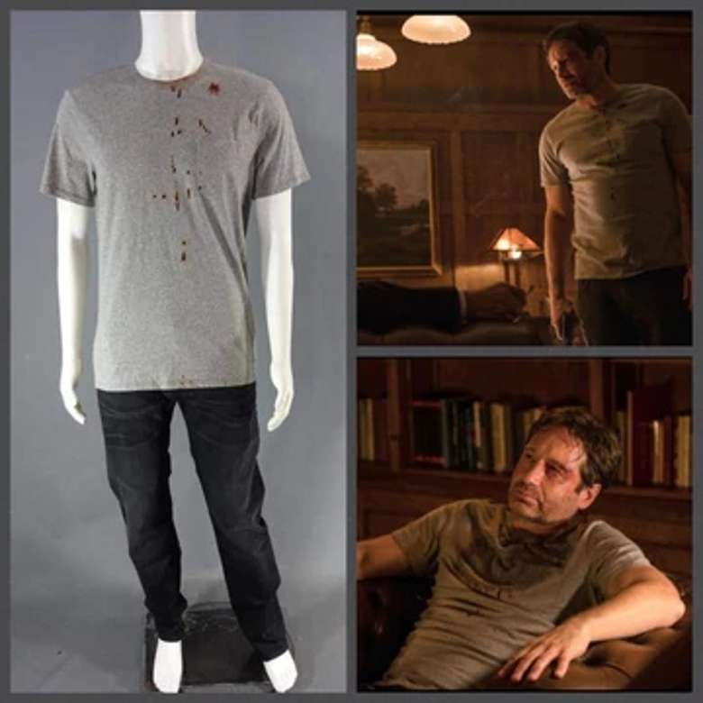 three images of agent mulder and wardrobe from the x-files