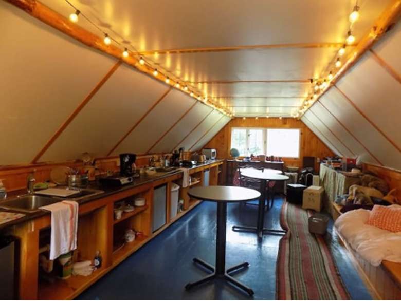 kitchen space in a glamping tent
