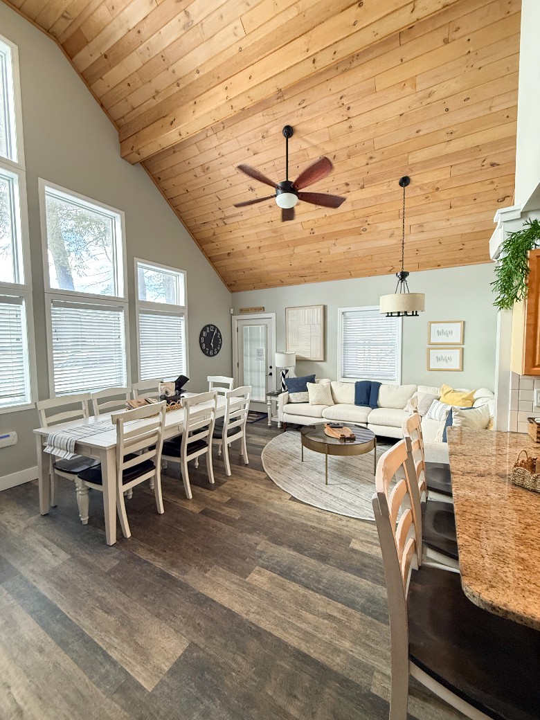 Lakeside Retreat dining room and living room