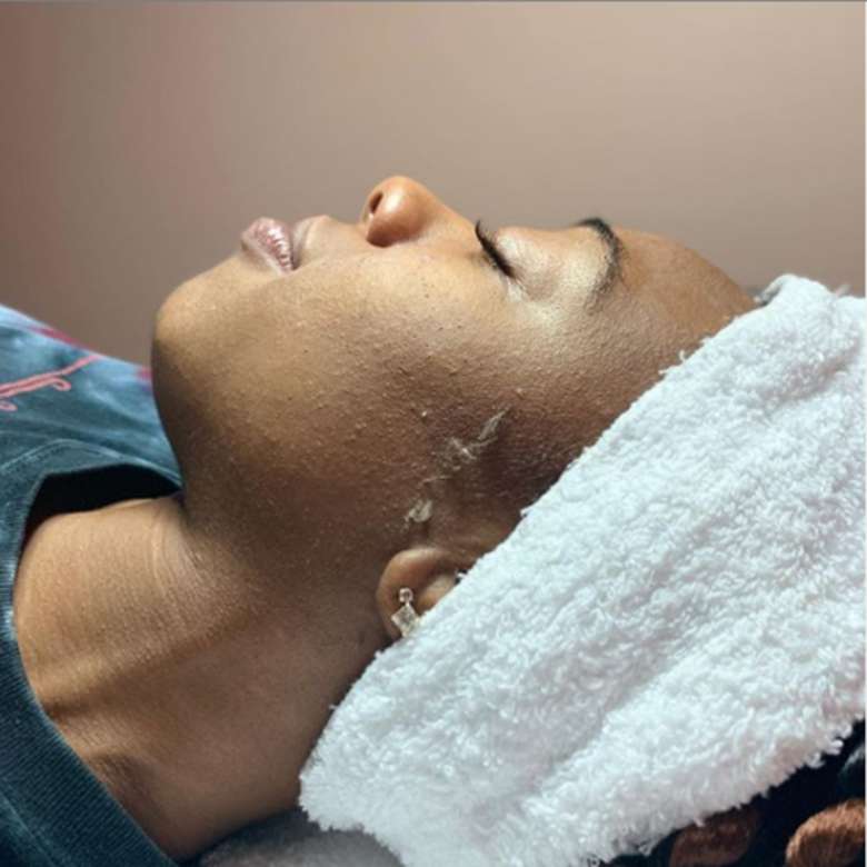 woman after receiving a facial