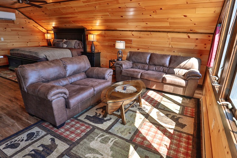 Lakeview Suite Top Unit Living room with queen sleeper sofa