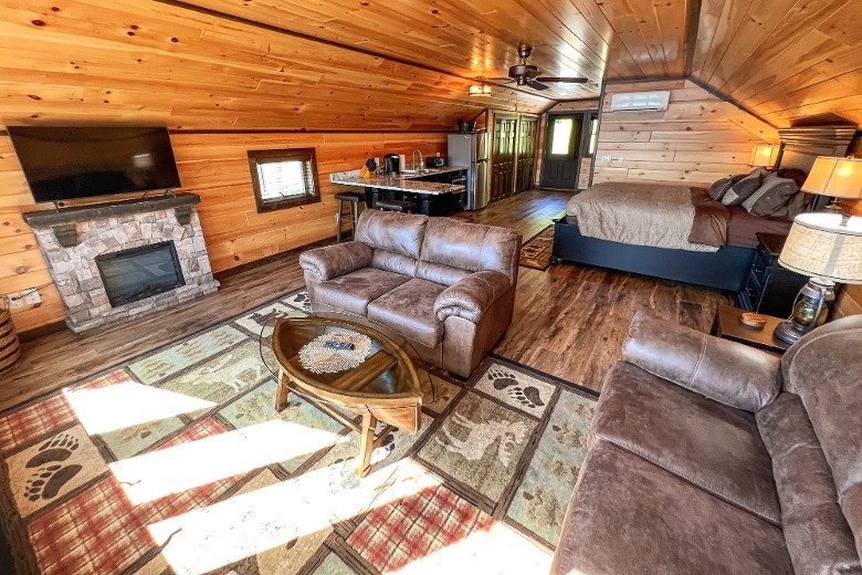 Lakeview Suite Top Unit Living room with queen sleeper sofa