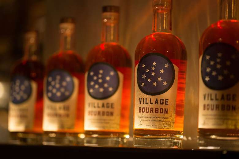 bottles of Village Bourbon shelf
