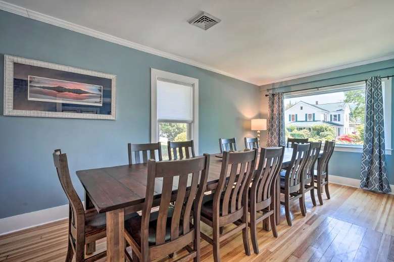 house dining room with a large brown table and chairs
