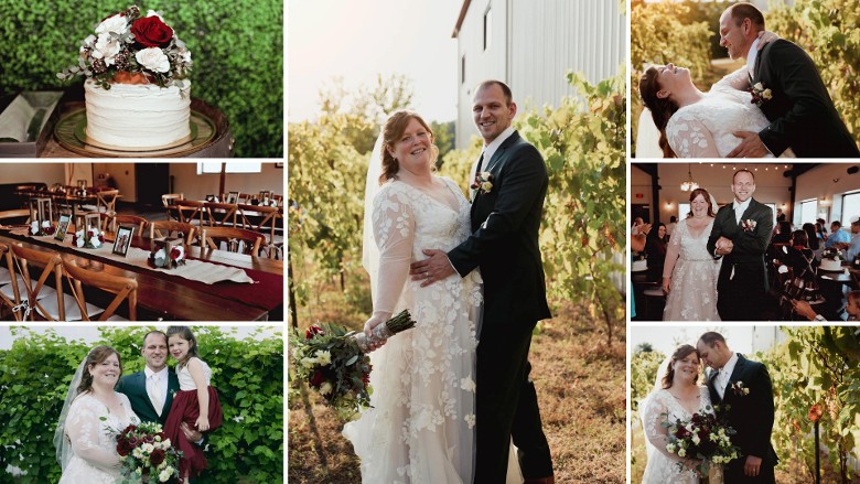 Collage of wedding couple