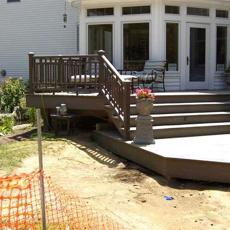 multi level  deck railing, steps